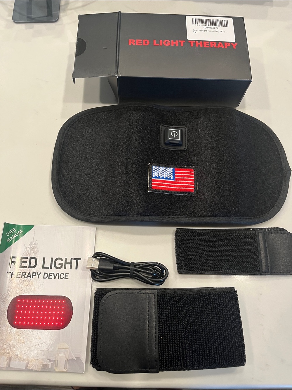 Red Light Therapy Pad with USB Controller - Black